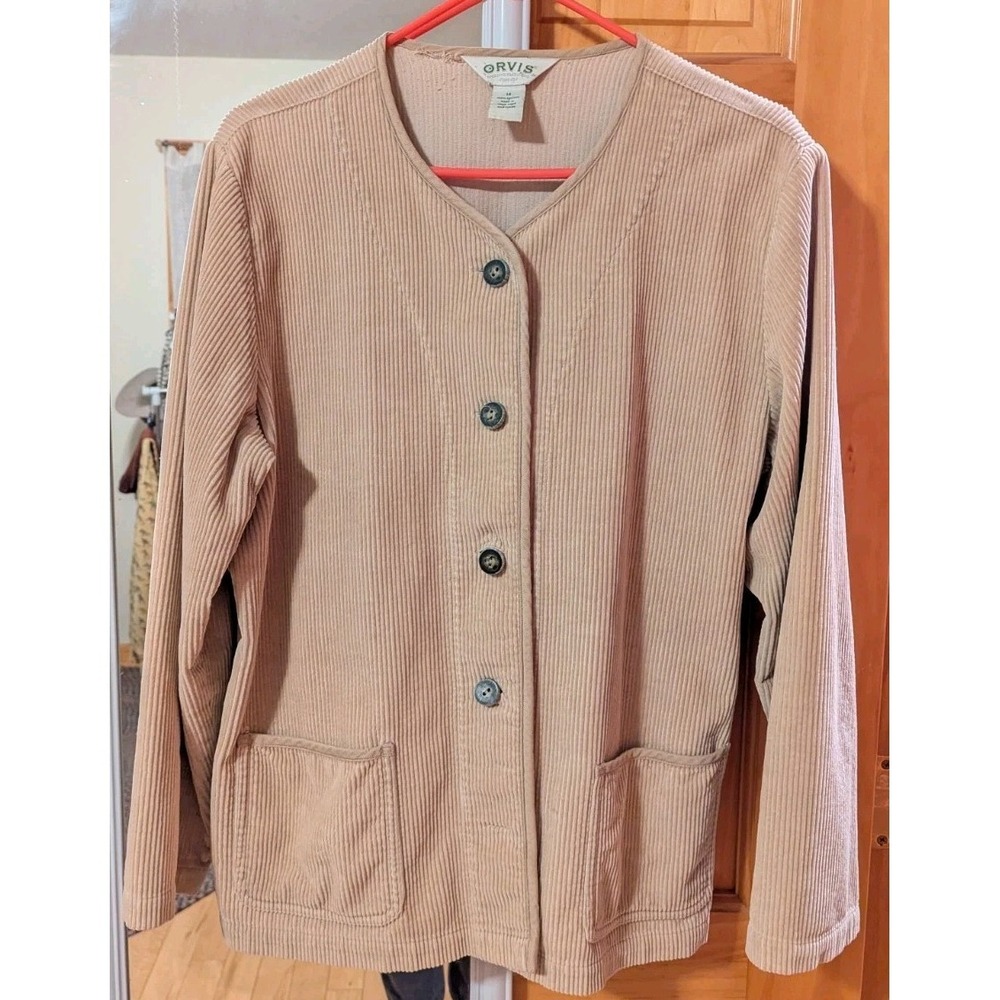 Orvis Jacket Womens 14 Tan Vintage Corduroy Button Front 2PC Set High Waist Pant